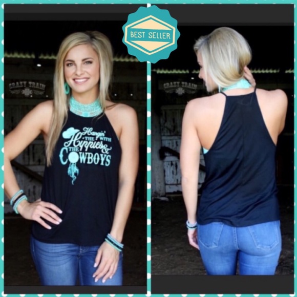 crazy Train Tops - Hanging With The Hippies & The Cowboys black tank